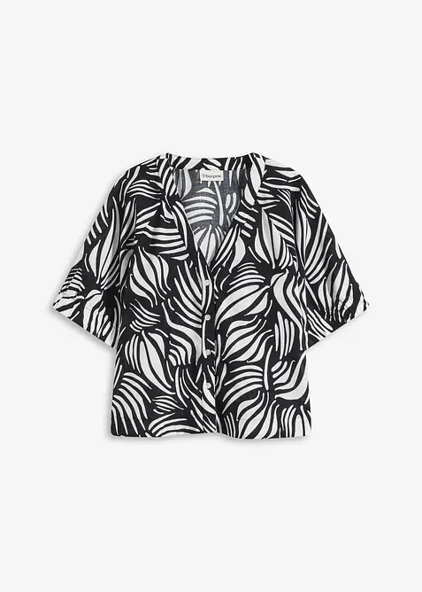 Chemisier manches courtes aspect lin, bonprix