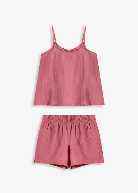 Pyjashort en gaze de coton douce avec top à fines bretelles, bonprix