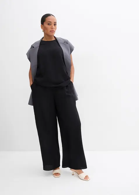 Pantalon en viscose mélangée, effet froissé, bonprix