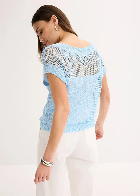 Pull en grosse maille ajourée avec fil brillant, bonprix