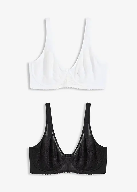Lot de 2 soutiens-gorge minimiseurs à bretelles rembourrées, bonprix