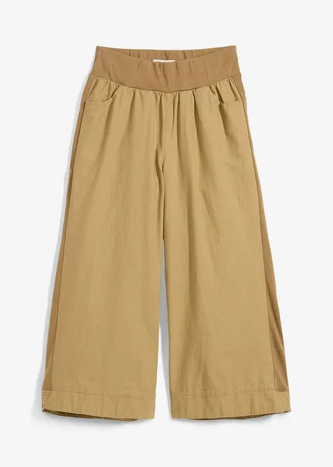 Pantalon en lin majoritaire, longueur 3/4, bonprix