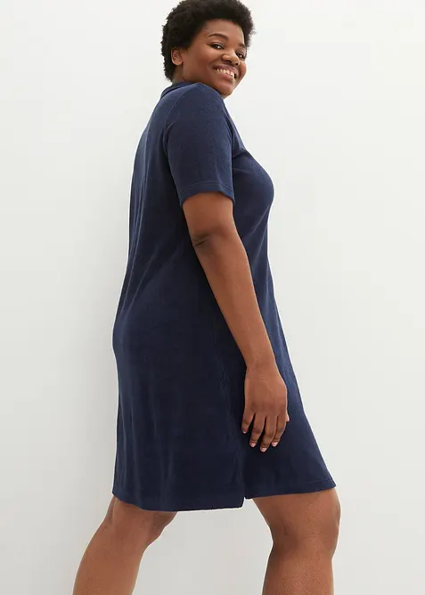 Robe longueur genou en tissu éponge avec col polo, bonprix
