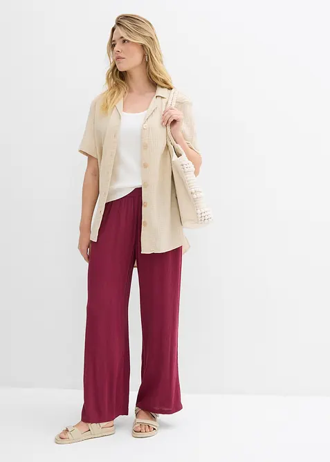 Pantalon palazzo en viscose douce, bonprix