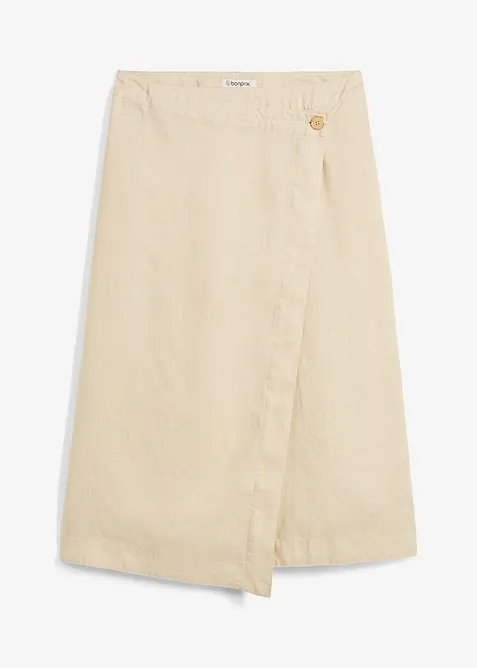 Jupe portefeuille 100 % lin, bonprix