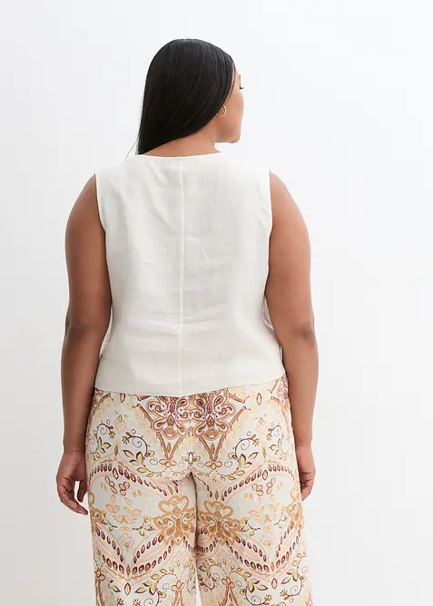 Blouse sans manches 100 % lin à encolure croisée, bonprix