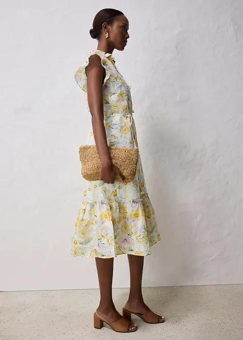 Robe longue en ramie avec un bel imprimé floral, bonprix