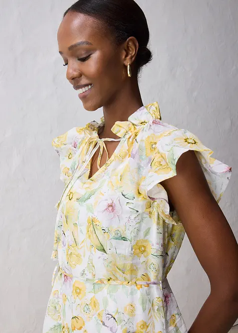 Robe longue en ramie avec un bel imprimé floral, bonprix