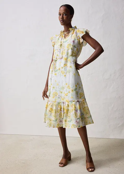 Robe longue en ramie avec un bel imprimé floral, bonprix