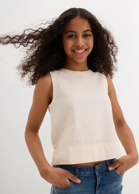 Blouse sans manches en lin mélangé rafraîchissant, bonprix