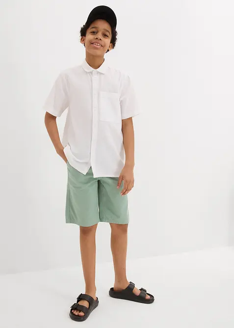 Chemise manches courtes en lin mélangé léger, bonprix