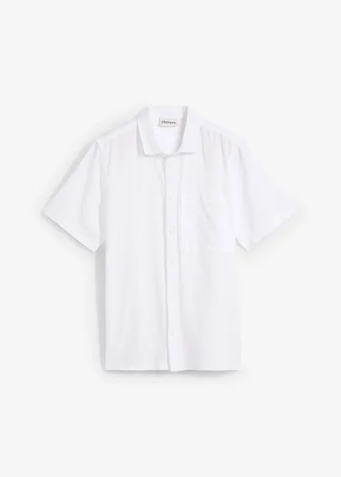 Chemise manches courtes en lin mélangé léger, bonprix