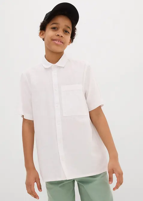 Chemise manches courtes en lin mélangé léger, bonprix