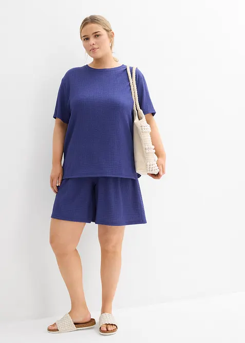 T-shirt en crêpe gaufré, bonprix