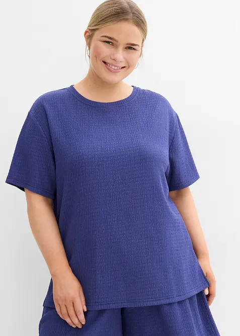 T-shirt en crêpe gaufré, bonprix