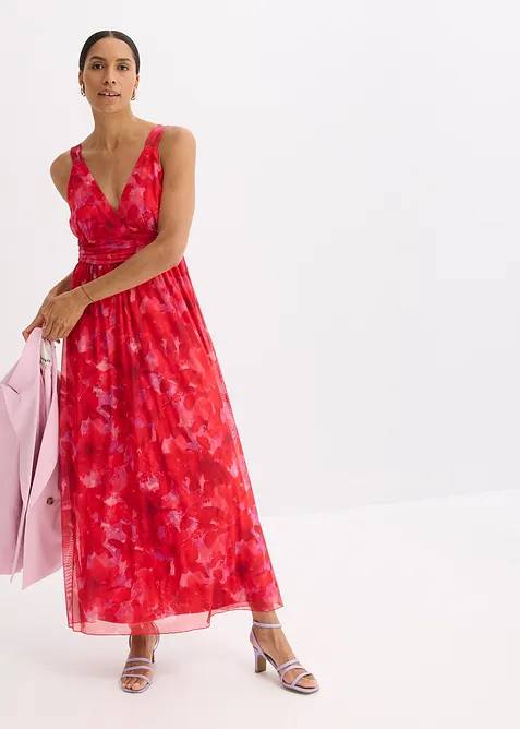 Robe longue en doux mesh imprimé, bonprix