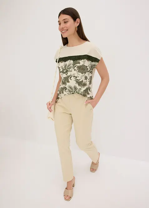 T-shirt oversize avec un galon de dentelle, bonprix