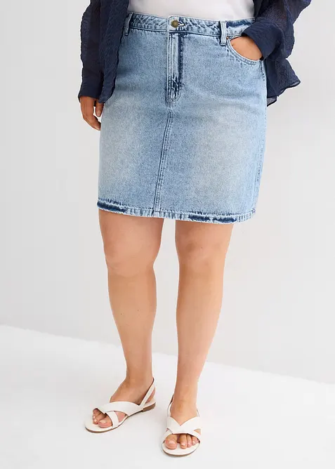 Jupe midi en jean, peu extensible, bonprix