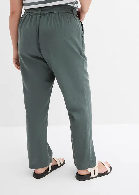 Pantalon taille élastiquée dans un léger mélange lin-viscose, bonprix