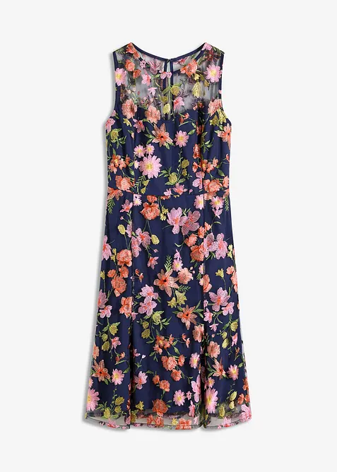 Robe midi avec broderies florales, bonprix