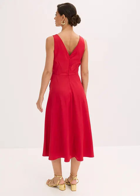 Robe midi en satin brillant avec fleurs appliqu&eacute;es, bonprix