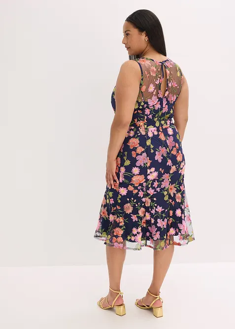 Robe midi avec broderies florales, bonprix