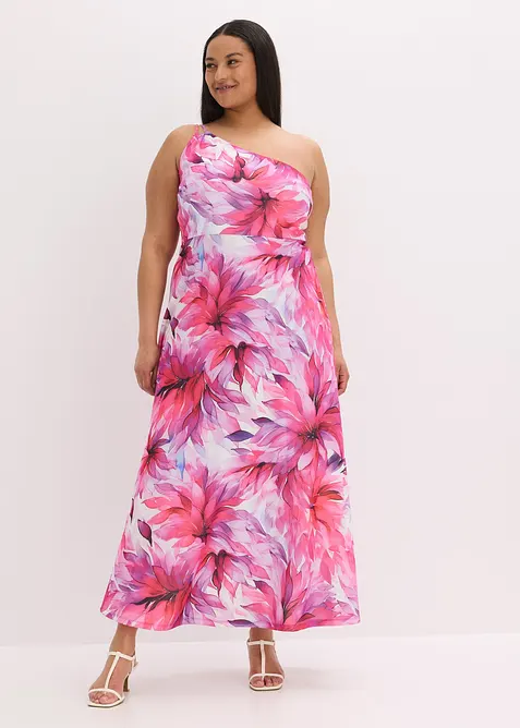 Robe une épaule en crêpe texturé, bonprix