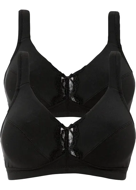 Lot de 2 soutiens-gorge coton sans armatures, bonprix