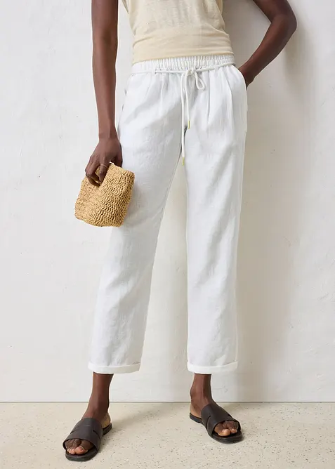 Pantalon taille élastiquée 100 % lin, bonprix