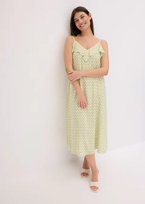 Robe midi à encolure volantée, bonprix