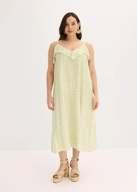 Robe midi à encolure volantée, bonprix