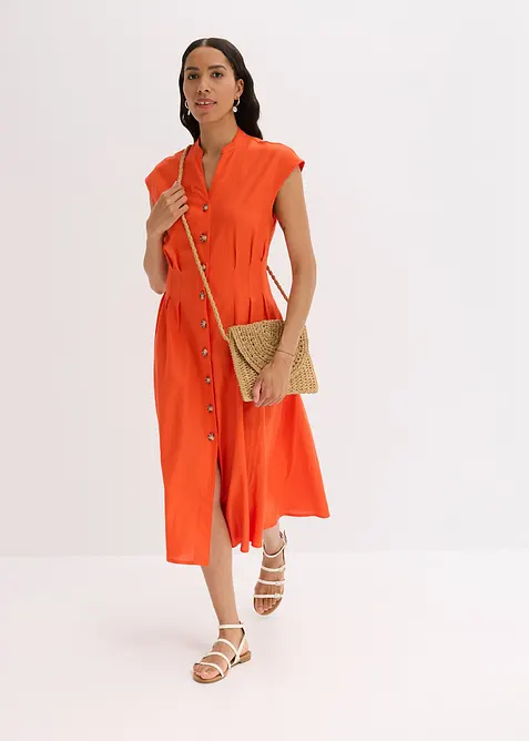 Robe midi légère en lin mélangé, bonprix