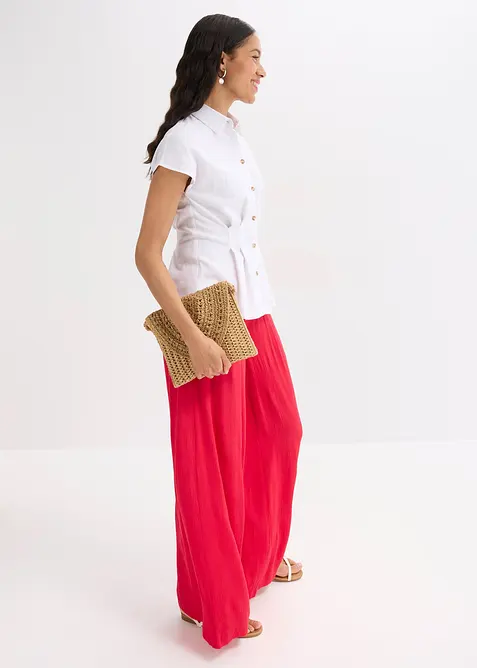 Chemisier léger à manches courtes en lin mélangé, bonprix