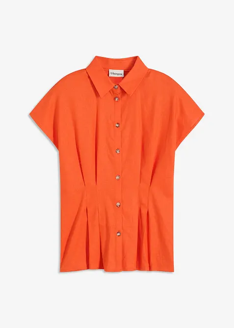 Chemisier l&eacute;ger &agrave; manches courtes en lin m&eacute;lang&eacute;, bonprix