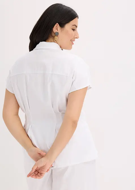 Chemisier léger à manches courtes en lin mélangé, bonprix