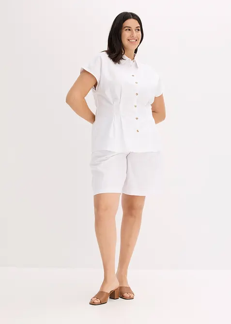 Chemisier léger à manches courtes en lin mélangé, bonprix