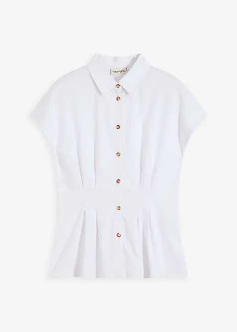 Chemisier léger à manches courtes en lin mélangé, bonprix