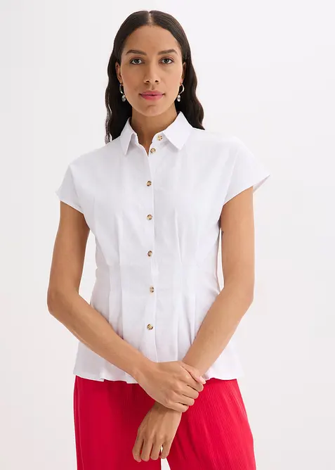 Chemisier léger à manches courtes en lin mélangé, bonprix