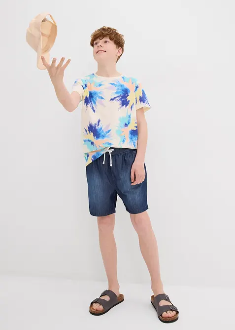 Short en jean 100% coton, taille élastiquée, regular, bonprix