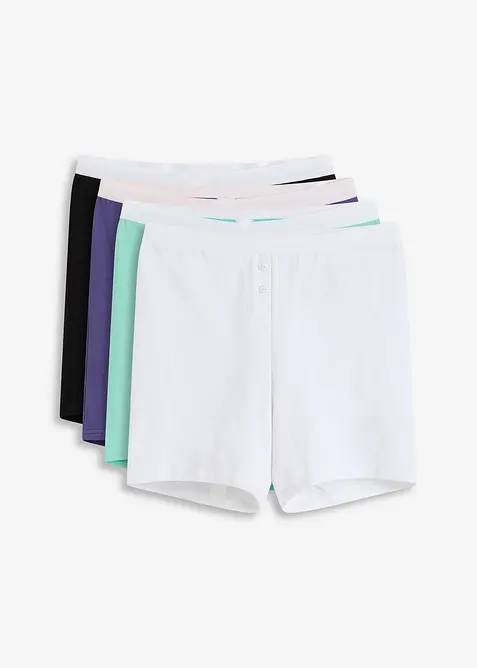Lot de 4 boxers femme coton mi-longs, bonprix