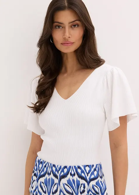 Pull côtelé en viscose mélangée, bonprix