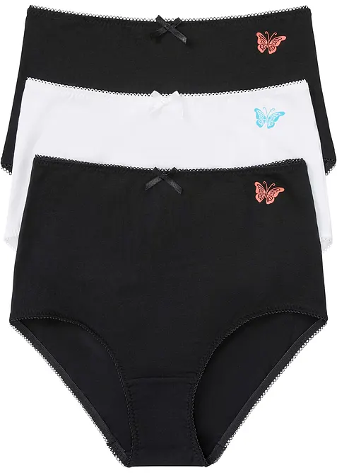 Lot de 3 slips coton taille haute, bonprix