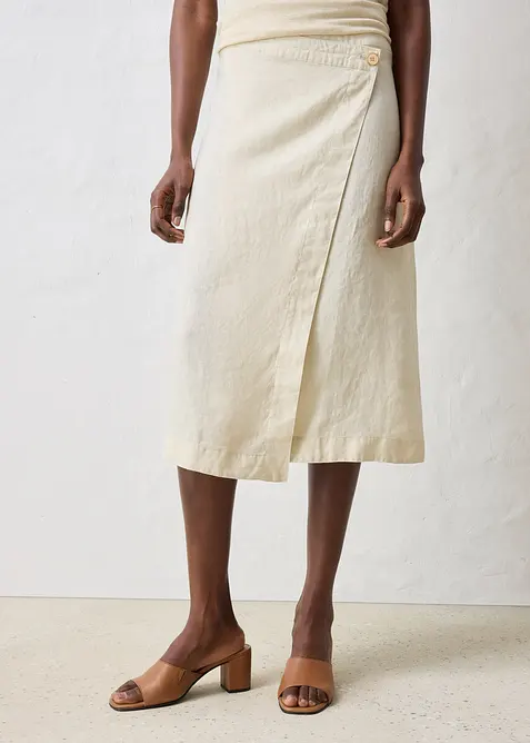 Jupe portefeuille 100 % lin, bonprix