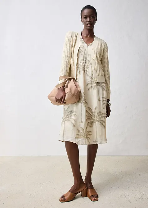 Gilet en maille ajourée avec lin, bonprix