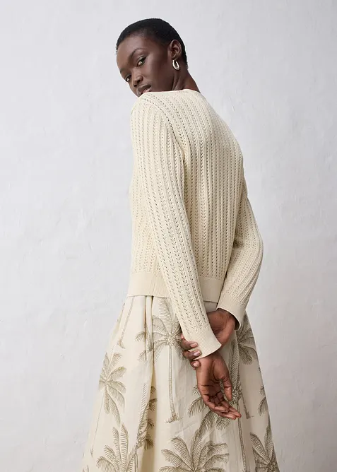 Gilet en maille ajourée avec lin, bonprix