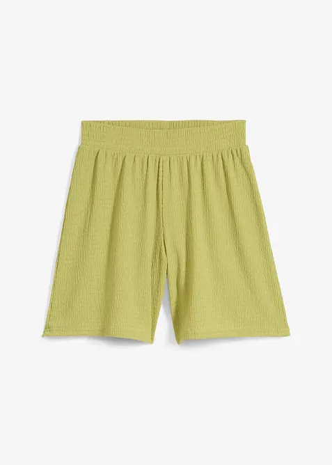 Short taille élastiquée en crêpe gaufré, bonprix