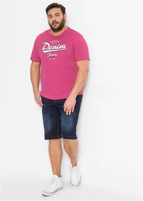 Bermuda en sweat effet jean, coupe ventre confort, regular, bonprix