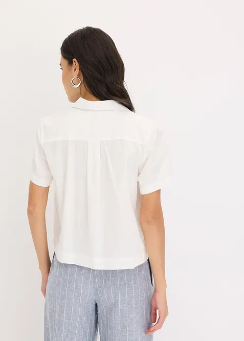 Chemisier cropped à manches courtes en popeline de coton, bonprix