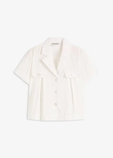 Chemisier cropped à manches courtes en popeline de coton, bonprix
