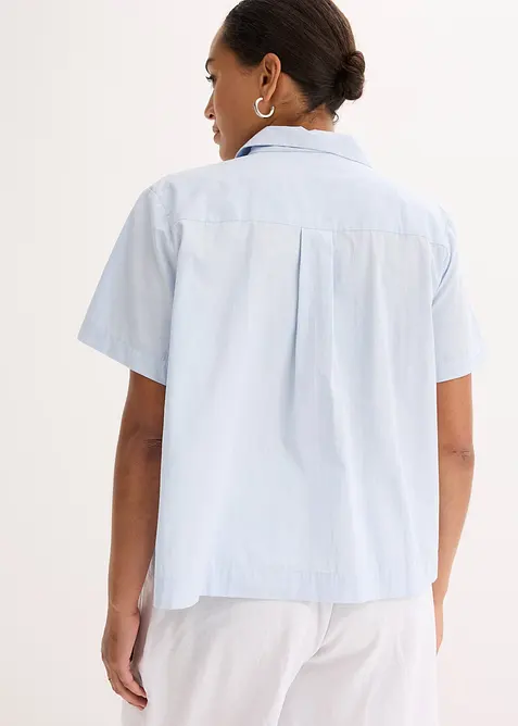 Chemisier cropped à manches courtes en popeline de coton, bonprix